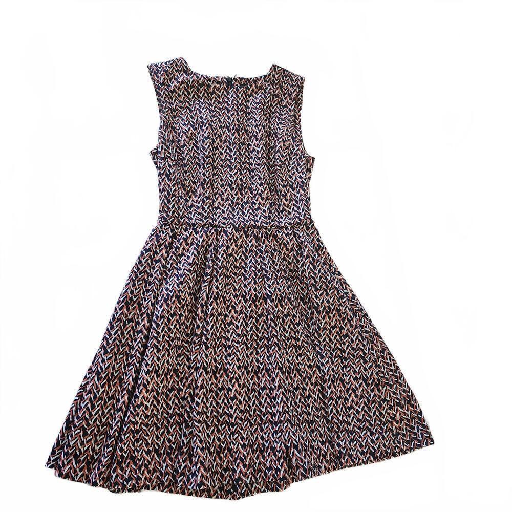Eva Longoria Women's Sleeveless Printed Dress Size S Navy Blue Orange